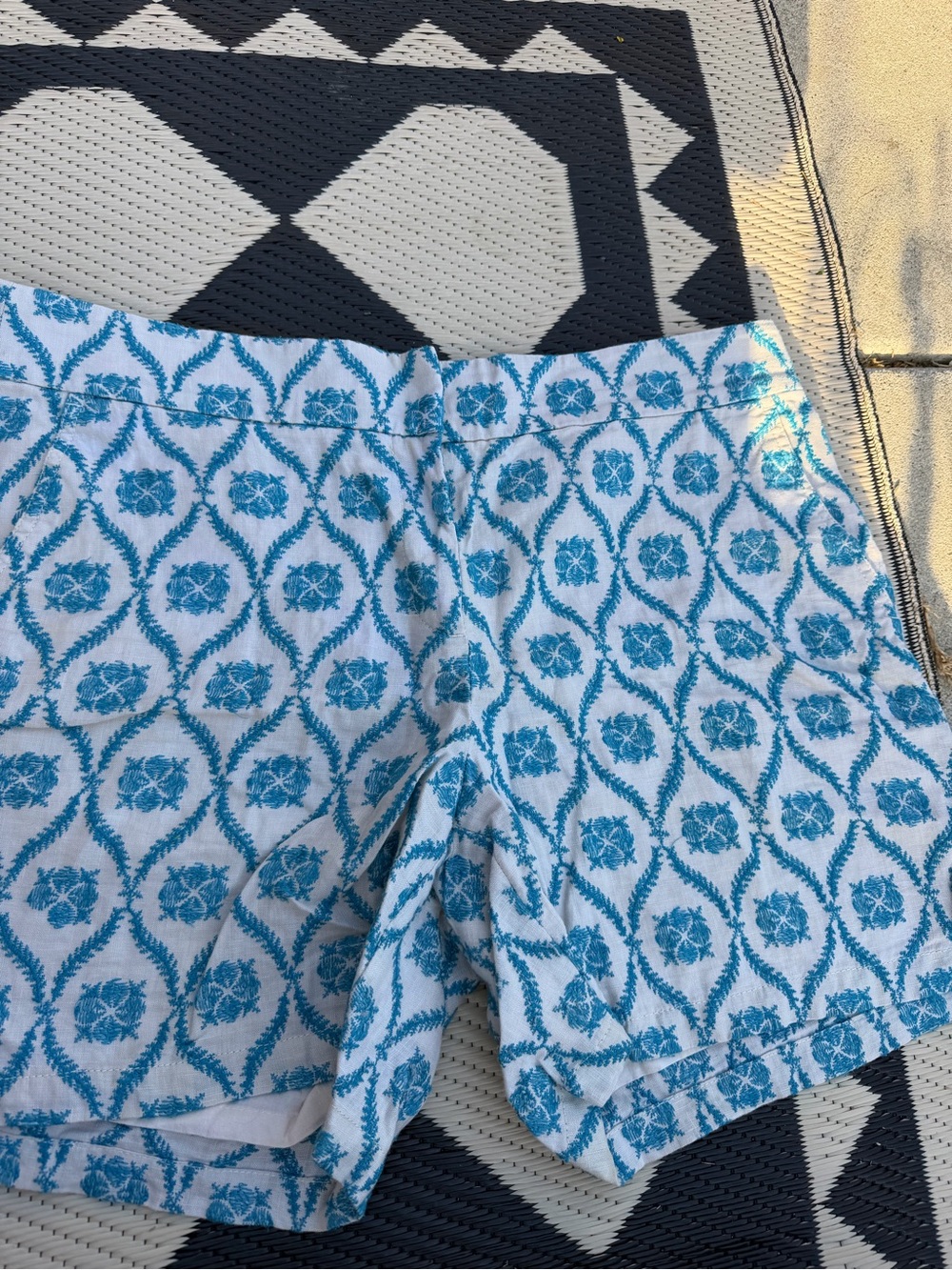 LOFT Blue and White Printed Cotton Shorts